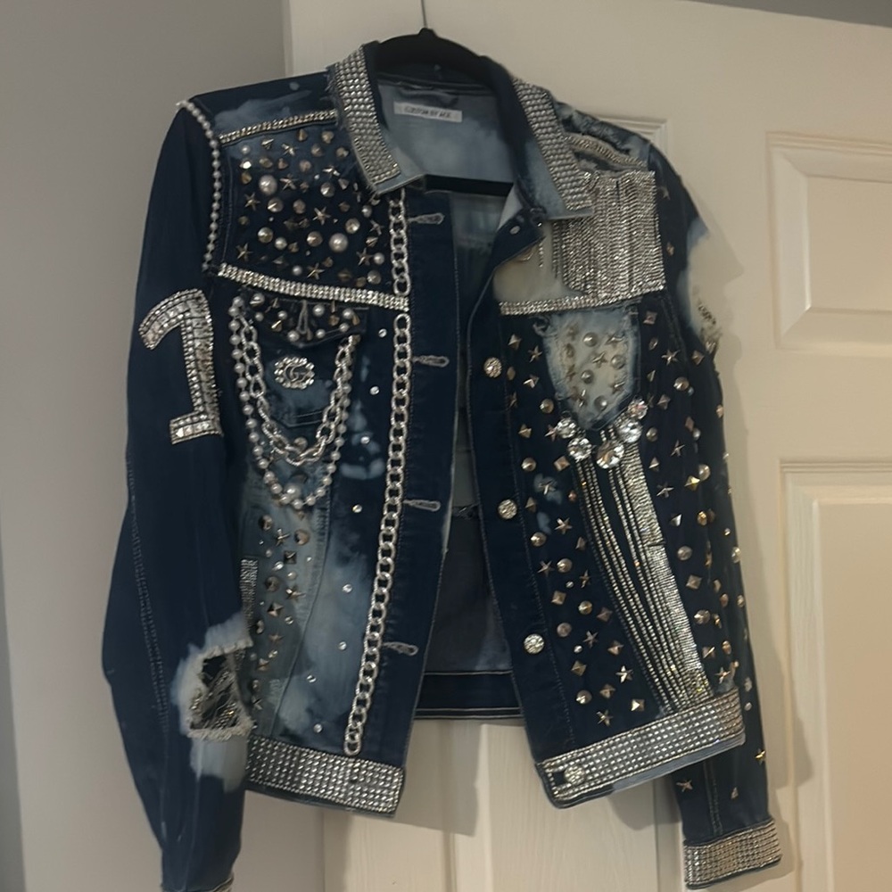Studded Denim Jacket with Rhinestones